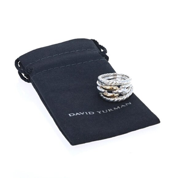 David Yurman Wellesley Chain Link Statement Band - 925 18k SZ 7 Ring - Picture 9 of 9